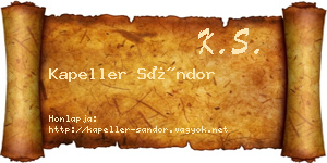 Kapeller Sándor névjegykártya
