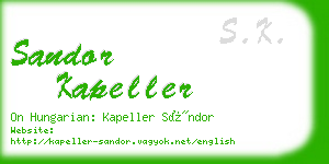 sandor kapeller business card